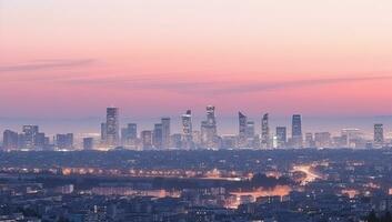 panoramisch visie van de stad. ai gegenereerd. foto