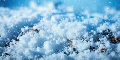 sneeuwvlokken Aan de grond in de winter Woud. ai gegenereerd. foto