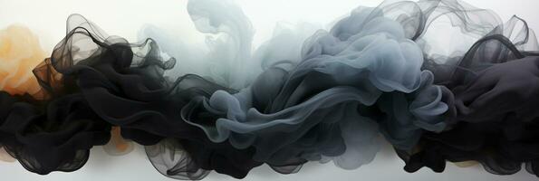 abstract grafisch beweging Aan achtergrond, creatief golven van zwart rook, ai generatief foto