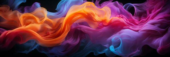 abstract kleurrijk grafisch beweging Aan achtergrond, creatief golven van helling kleur rook en vloeistof foto