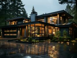 luxe huis hoog gedetailleerd buitenkant ontwerp ai generatief foto