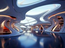 mooi modern futuristische gebouw interieur architectuur ai generatief foto