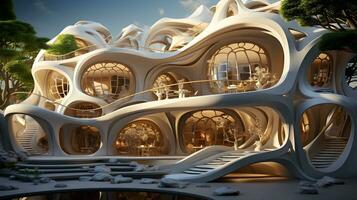 revolutionair architectuur. parametrisch ontwerp gereedschap ontketend. ai gegenereerd foto