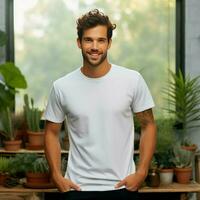 t-shirt mockup met model- , generatief ai foto