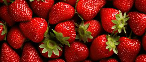 aardbeien achtergrond, rijp rood fruit, ai gegenereerd foto