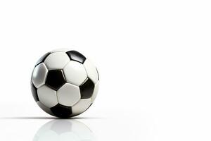 zwart en wit voetbal bal geïsoleerd Aan wit achtergrond met kopiëren ruimte. ai gegenereerd foto