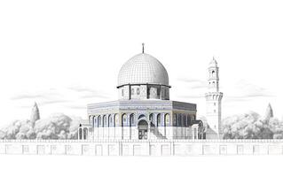 al aqsa moskee illustratie Aan wit achtergrond foto