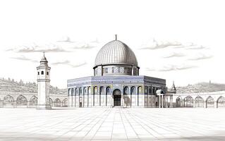 al aqsa moskee illustratie Aan wit achtergrond foto