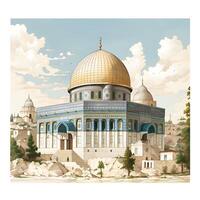 al aqsa moskee illustratie Aan wit achtergrond foto