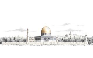 al aqsa moskee illustratie Aan wit achtergrond foto