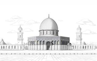 al aqsa moskee illustratie Aan wit achtergrond foto