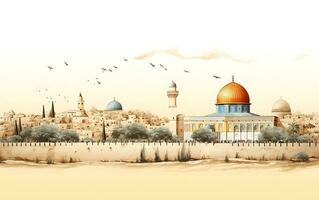 al aqsa moskee illustratie Aan wit achtergrond foto
