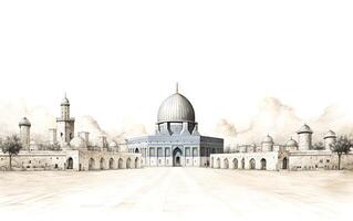 al aqsa moskee illustratie Aan wit achtergrond foto