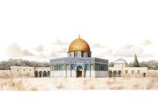 al aqsa moskee illustratie Aan wit achtergrond foto