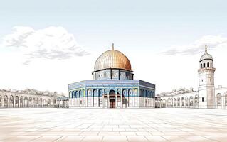 al aqsa moskee illustratie Aan wit achtergrond foto