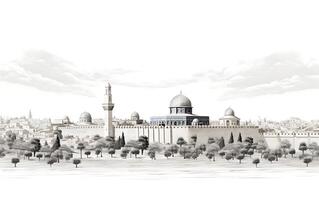 al aqsa moskee illustratie Aan wit achtergrond foto