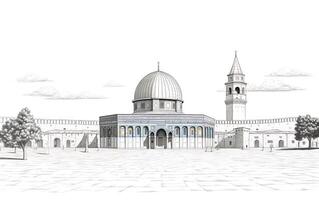 al aqsa moskee illustratie Aan wit achtergrond foto