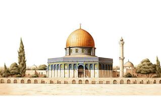 al aqsa moskee illustratie Aan wit achtergrond foto