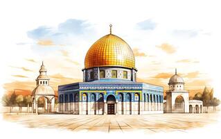 al aqsa moskee illustratie Aan wit achtergrond foto