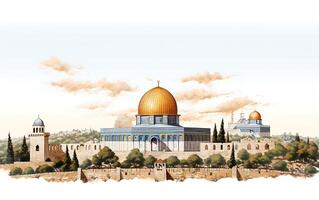 al aqsa moskee illustratie Aan wit achtergrond foto