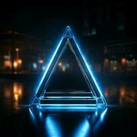 blauw neon driehoek elementair eenvoud met een levendig, modern rand voor sociaal media post grootte ai gegenereerd foto