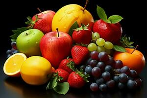 een bundel van gemengd fruit, creëren een levendig en smaakvol Scherm ai gegenereerd foto