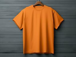 oranje kleur mannetje t-shirt mockup ai generatief foto