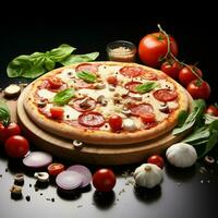ingrediënten voor een heerlijk pizza, geïsoleerd Aan wit voor sociaal media post grootte ai gegenereerd foto
