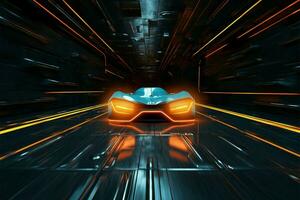 racing in morgen modern, sci fi pijl technologie in abstract 3d ai gegenereerd foto