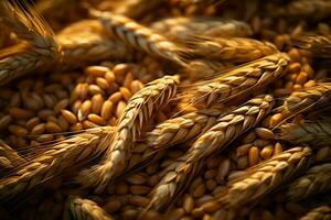 grond tarwe zaden creëren een rustiek en korrelig uiterlijk ai gegenereerd foto