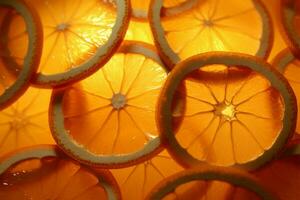 rijp oranje ringen, verlicht, creëren een getextureerde en levendig achtergrond ai gegenereerd foto