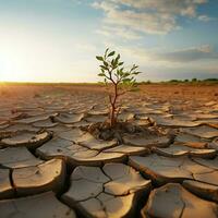 aard alarm gebarsten, droog bodem in woestijn spreekt van klimaat veranderingen ernst voor sociaal media post grootte ai gegenereerd foto