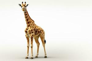 giraffe geïsoleerd Aan wit achtergrond. 3d illustratie. studio schot. ai gegenereerd foto