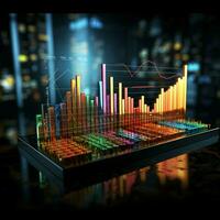grafieken ontvouwen bedrijf, voorraad markt trends, prestatie gepresenteerd door visuals voor sociaal media post grootte ai gegenereerd foto