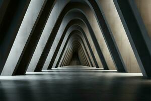 de verleiden van een leeg cement tunnels abstract interieur ontwerp ai gegenereerd foto