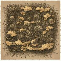steampunk schedel en roos illustratie ai generatief foto