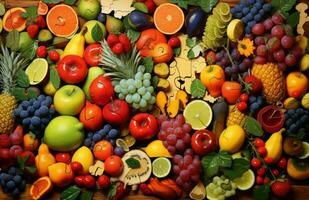 innemend fruit puzzel het formulier. genereren ai foto