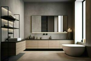 hedendaags minimalistische badkamer licht. genereren ai foto