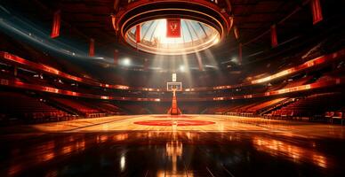 basketbal arena, groot sport- stadion - ai gegenereerd beeld foto