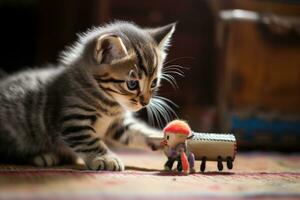 warmte en genegenheid - een detailopname van een kittens speels natuur - ai gegenereerd foto