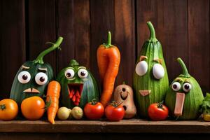 grappig arrangement - een komisch groente nog steeds leven - ai gegenereerd foto