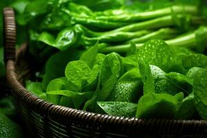 tuin goedheid - een detailopname van bedauwd groenten voor Gezondheid en welzijn - ai gegenereerd foto