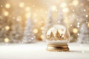 Kerstmis wit decoraties Aan sneeuw met Spar boom takken en Kerstmis lichten winter decoratie ai generatief foto