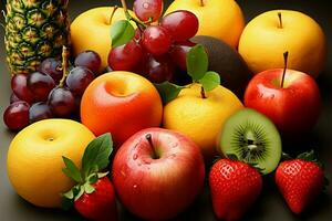 fruit medley met een verscheidenheid van verrukkelijk smaken en types ai gegenereerd foto