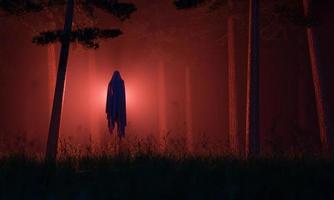 geest van de boze geest in een mysterieus mistig bos foto