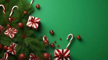 3d weergegeven Kerstmis boom versierd met cadeaus achtergrond ai generatief foto