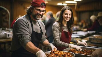 ai generatief. catering onderhoud in een restaurant, koks portie gerechten foto