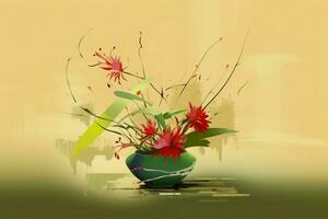 bloem samenstelling ikebana kunst. genereren ai foto