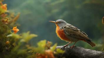 visie van mooi wild vogel in regenwoud. ai gegenereerd foto