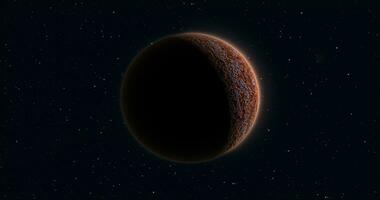 abstract planeet rood roestig realistisch futuristische ronde gebied tegen de achtergrond van sterren in ruimte foto